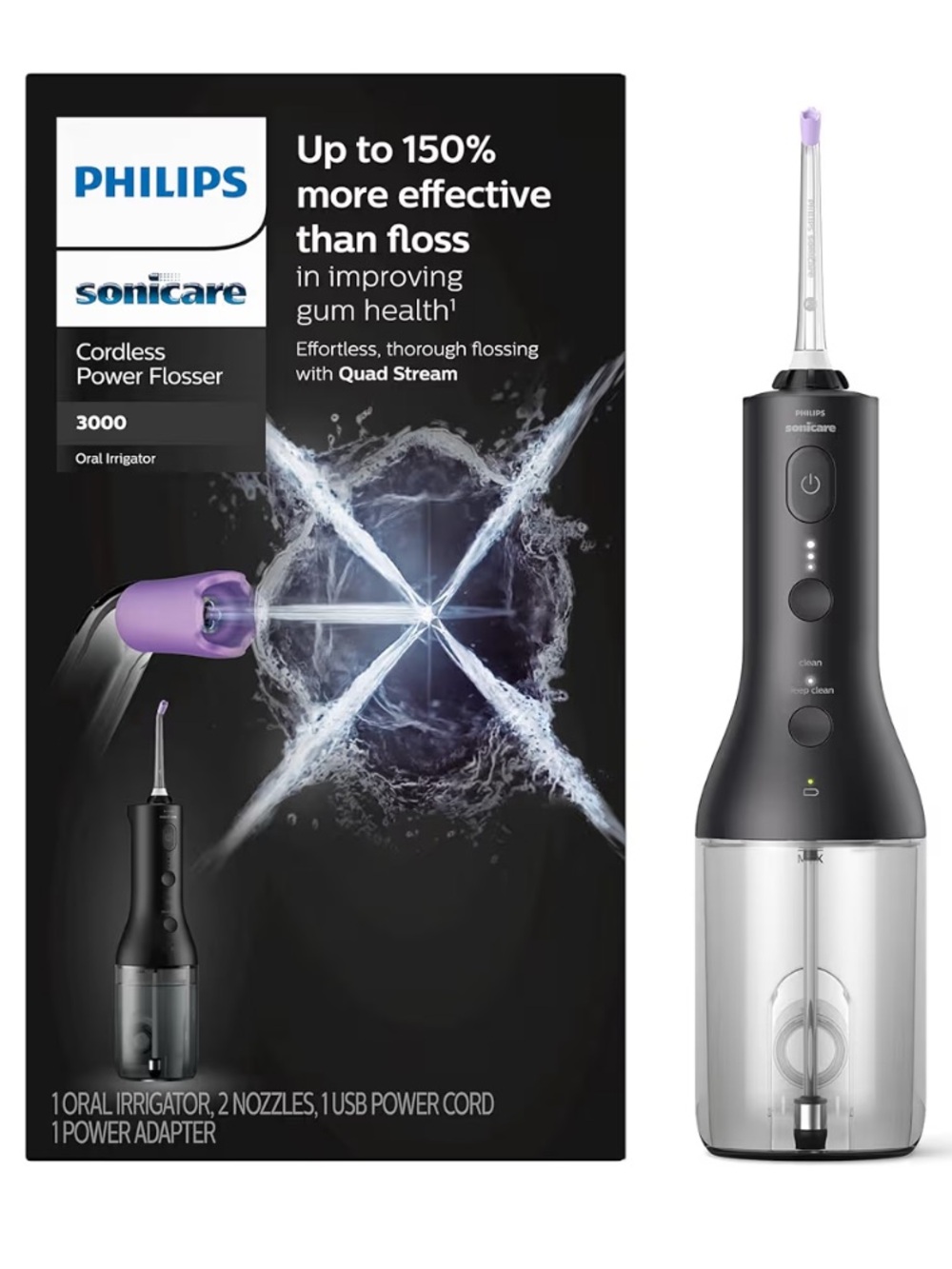 BRAND NEW! Philips Sonicare Cordless Power Flosser 3000 - Black